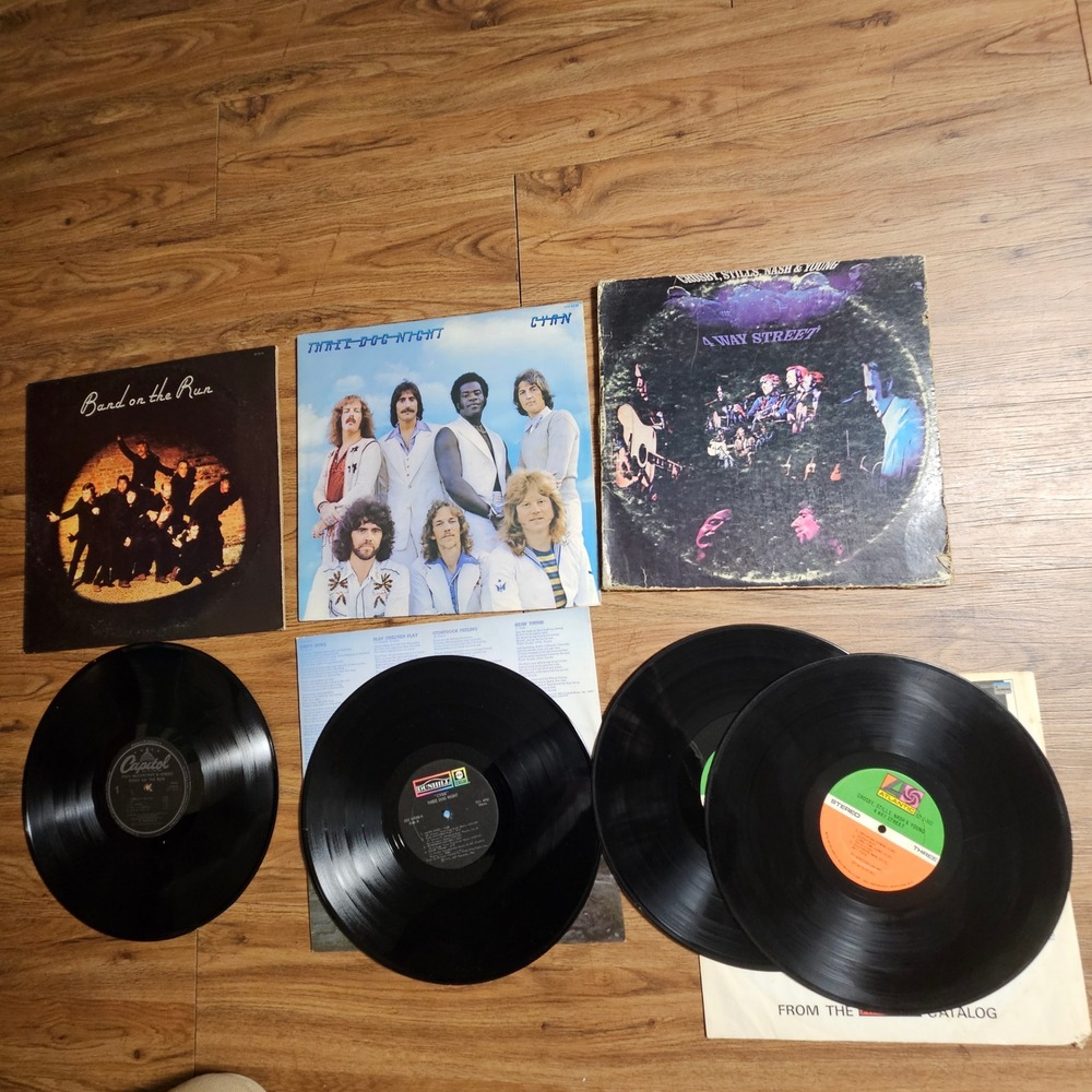 Lot of 3 Vintage 70s Rock Vinyl Paul McCartney Wings, Three Dog Night, CSNY